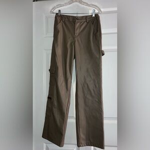 CI Sono Faux Leather Cargo Pants Wide Leg Taupe Brown Size L